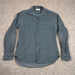 Mr. P Teal‎ Blue Cotton Corduroy Button Down Long Sleeve Casual Shirt Men Size M